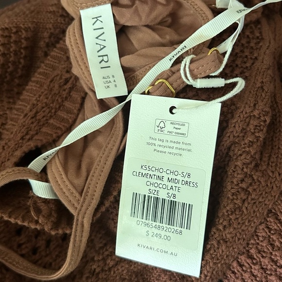 NWT Kivari Clementine Crochet Midi Dress in Chocolate Sz 4 US - Picture 9 of 9